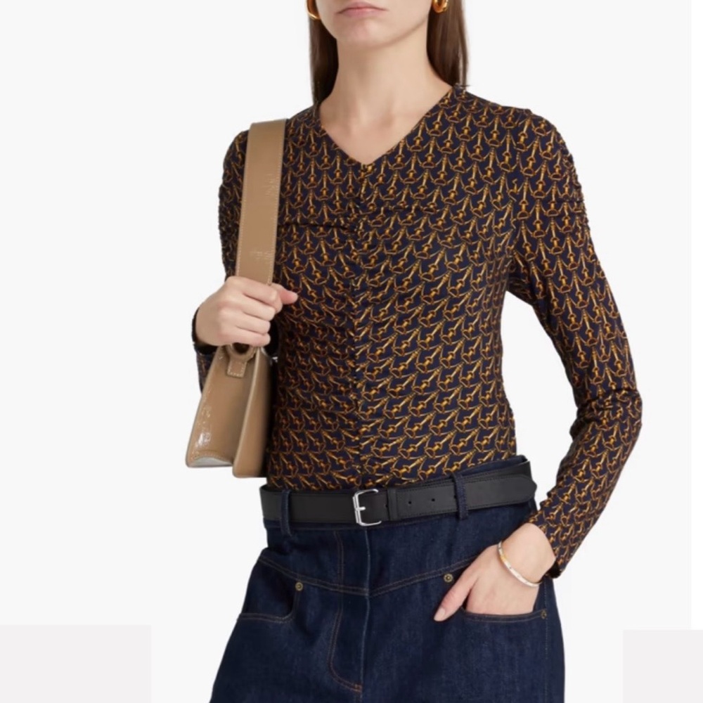 NWT Veronica Beard Neeta ruched printed jersey top